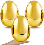 Supernal 3pcs 10" Golden Large Easter Eggs Fillable Easter Eggs Plastic For Easter Party Favor,Easter Egg Hunt,Easter Basket Stuffers/Fillers, Filling Treats, Party Favor