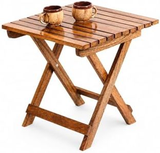 TEKENWOOD Patio Folding Coffee TableTea Table Outdoor Wooden Squre Portable End TablePicnic Table for Camping & DiningBalcony and Garden Bistro Side Table 15 Inch