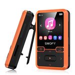 32GB Clip MP3 Player Bluetooth 5.0, Portable Wearable Sports Music Player, Ultra Light Hi-Fi Lossless Sound Quality MP3 Player for Kids, FM Radio Support, Pedometer, Max 128GB (Orange)