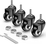 HOLKIE Caster Wheels 2 inch with No Brake Stem Casters, 3/8" -16 x 1" (Stem Diameter 3/8", Stem Length 1") Threaded Swivel Casters Set of 4 Heavy Duty Castors Black