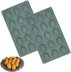 Mini Madeleines Baking Tray, Set of 2 Madeleine Tray, Madeleine Baking Mould, Non-Sticky Silicone Madeleine Mould, 15 Hole Cake Mould for Cake/Chocolate/Candy/Biscuits (Dark Gray)