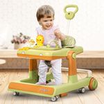 Baybee Zeni 3 IN 1 Baby Walker for Kids, Activity Kids Walker with Parental Push Handle & 3 Height Adjustable, Walker for Baby with Stopper & Musical Toy Bar, Walker Baby 6-18 Months Boys Girls(Green)