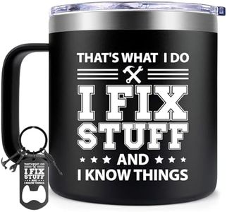 Fufendio Fathers Day Gift for Dad - Cool Birthday Gifts for Men - I Fix Stuff and I Know Things Mug 14oz - Birthday Christmas Gifts for Him Grandpa Uncle Brother Husband