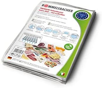 ROMMELSBACHER VBS 203 Profi Folienbeutel 20 x 30cm, 50 Stück, BPA-frei, extrem stark & reißfest 210μm, eingeprägte Luftrillen, wiederverwendbar, Sous vide, Made in Europe, für alle Balkenvakuumierer