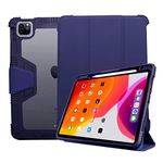 ProElite Rugged Shockproof Armor Smart flip case Cover for Apple iPad Pro 11 inch 2020/2018 with Pencil Holder, Dark Blue