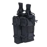 EXCELLENT ELITE SPANKER Open-Top Double Rifle Mag Pouch for M4 M14 M16 G36 AR15 Magazine with Pistol Mag Pouch(Double + Black)