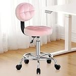 Naspaluro Office Chair with Foot Ring,Rolling Stool with Wheels and Backrest,360° Rotating Drafting Chair,Multi-Purpose Desk Chair for Home Bar Bedroom Kitchen Shop,Pink