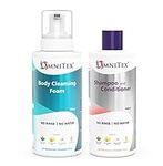 Omnitex Combo Pack - Rinse Free Shampoo & Body Cleansing Foam 500ml | With Herbal Oils & Vitamins | No Water - No Rinse Body Wash | Clean, Nourish, Protect | No Parabens, Latex & Alcohol Free