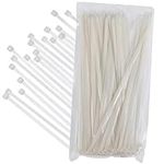 Bolt Dropper 15 Inch 100-Piece Set Zip Cable Ties - 120lbs Tensile Strength - Heavy Duty, Self-Locking Premium UV-Resistant Nylon Ties - Indoor and Outdoor Organization of Cables, Tarps - White