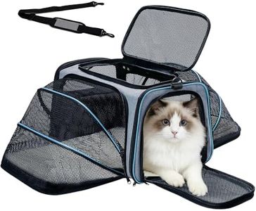 Double Expandable Cat Carrier,Airline Approved Soft-Sided Pet Travel Carrier for Small Dogs Cats under 15 lbs,Waterproof 600D Oxford Fabric with Washable Replacement Liner,Odor-Free & Claw-Proof(Blue)