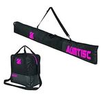 AUMTISC Ski Bag Padded 2 Piece Ski and Boot Bag Combo for 1 Pair of Ski and Boots Adjustable Length Ski Bag Up to 200cm (Rose)