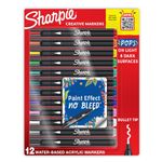 Sharpie Creative Markers, Water-Based Acrylic Markers, Bullet Tip, Assorted Colours,12 Count