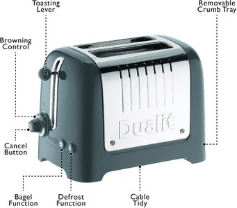 Dualit 2-Slice Toaster – Grey Compact Bread Toaster