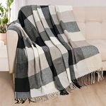 David's Home Buffalo Plaid Throw Blanket- Soft and Lightweight Tartan Check Blanket with Decorative Tassels for Couch Sofa-Outdoor Fringe Lap Throw-Farmhouse Style-50x60 Inches-Black/Brown