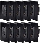 NineLeaf 10 Pack 15A 125V Weather-Resistant（WR） GFCI Outlet Receptacles Slim Design LED Indicator Decorative Wall Plates and Screws Included ETL Certified Black