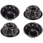 webake Ring Fluted Cake Tin Baking Pan 4 Pcs 10cm Mini Cake Mould Round Non-Stick 4'' Baking Tins