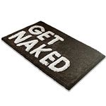 PaMeer Get Naked Bath Mat, Ultra Soft Bathroom Rug, Funny Bathroom Décor, Water Absorbent Non Slip Soft Microfiber Rug Mat, Fun Bath Mat Machine Washable (Grey)