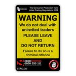 stika.co Trading Standards Cold Calling Uninvited Traders Warning Sticker Self-Adhesive Sign for Doors/Windows (Brushed Aluminium Vinyl)