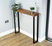 Console Table | Narrow 20cm Deep Handcrafted Home Side Table | Rustic Wooden Table with Metal Legs | Hallway | Entryway | Home Decor