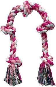 Lmlpt Dog Rope Toy for Large Aggressive Chewers, Heavy Duty Rope Chew Toy Indestructible Tough Tug of War Pink Dog Toy,3 Feet 5 Knots Interactive Cotton Rope Toys for Large Breeds Teeth Cleaning