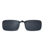 JM Polarized Rectangle Clip on Sunglasses Rimless for Prescription Eyeglasses Men Women(Polarized Grey)