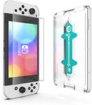 Q-View Easy Fit Screen Protector Compatible for Nintendo Switch OLED Console - Tempered Glass - Anti Scratch - Anti Fingerprint with Full Coverage - Single Pack