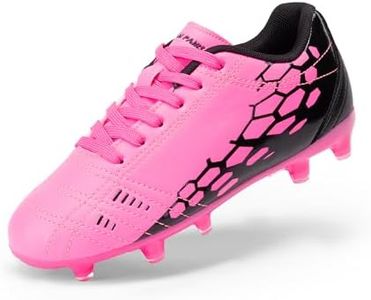DREAM PAIRS Boys Girls Soccer Football Cleats Shoes for Little/Big Kid,Size 11 Little Kid,Hot Pink/Black,KKUMSO2409