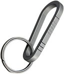 FOMIYES Metal Car Keychain Titanium Key Chain with Key Ring Belt Key Holder Carabiner Titanium Belt Clip Key Holder with Titanium Key Ring Car Key Chains for Women and Men Dad Gray Metal Keychain