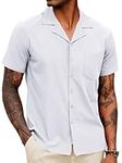 COOFANDY Mens Casual Shirts Button Down Short Sleeve Beach Shirts Non Iron Wrinkle Free Dress Shirt with Pockets White Small