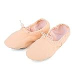 YUNICUS Split Sole Ballet Shoes Canvas Yoga Dance Shoes for Kids Girls Women(Big Kid 3,Beige 37)