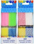 120 Spiral Birthday Candles 60 Pastel and 60 Spiral Brights