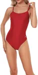 Adoretex Girl's/Women's Solid Pro One-Piece Athletic Sports Racing Swimsuit Swimwear (FN001)-Red-38