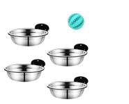 Non-Folding Wall Mounted Dog Bowls - Perfect for Giving Medium-Larger Dogs a More Comfortable Eating Experience (4 Pack (Black)) - Slow Feeder Chew Ball Included