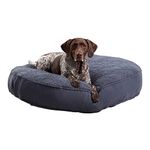 Happy Hounds Scout Deluxe Round Pillow Style Sherpa Dog Bed, Large (42 x 42 in.), Prussian Blue