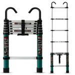 Plantex 2m (6.5 ft.) Aluminium Telescopic Ladder/7-Steps Portable Ladder with Removable Hooks/Foldable Multipurpose Collapsible Ladder for Home & Outdoor Use/2 Years of Warranty - (Green)