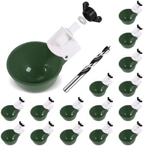psarnuk Chicken Waterer Cups (16 Pack/Green) - DIY Automatic Large Chicken Water Feeder for Ducks Quail and Various Poultry Dispenser with Matching Drill, Double Rubber Ring, Not Leaking Wate