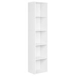 WOLTU Bookcase, White Book Shelf 5 Storage Cubes Unit, Tall Freestanding Bookcases for Living Room,Bedroom