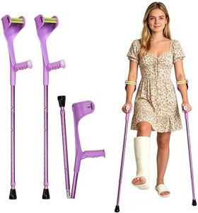 Uoieeong Forearm Crutches 1 Pair with Anti-Fall Cuff, 10-Level Adjustable Height for Daily Activities, Lightweight Folding Aluminum Crutches for Elderly & Injury Recovery, 300LBS Capacity (2PCS)