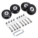 OwnMy 50mm x 18mm Set of 4 Luggage Suitcase Replacement Wheels, Rubber Swivel Caster Wheels Bearings Repair Kits (Black)