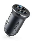 Anker Car Charger, Mini Aluminum Alloy 24W Dual USB Car Charger, PowerDrive 2 Alloy Car Adapter with Blue LED for iPhone12/11/XR/Xs, iPad Pro/Air 2/mini, Galaxy (Not Compatible with Quick Charge)