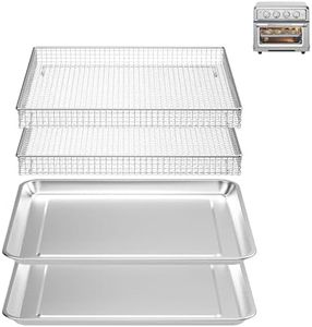 Stainless Steel Air Fryer Basket and Tray,Compatible with Cuisinart Airfryer TOA-060 and TOA-065 (with Cuisinart Airfryer TOA-060 and TOA-065 2 PCS)