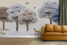 INFINITY INTERIORS 3D Wallpaper Beautiful Golden Deer in Forest Hd Print Wall Painting Poster Picture Wall Sticker for Living Room, Bedroom, Home Decor, PVC Vinyl, Multicolor, Pack of 1