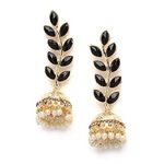 ZENEME Antique Rhodium Plated Dangler and Jhumka styled Earrings for girls and women (Black-Gold)