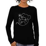 Pooplu Women's Regular Fit Tshirt Cute Elephant Cotton Printed Round Neck Full Sleeves Animal, Cute Animal Pootlu Tees and Tshirts.(Oplu_Black_4X-Large)