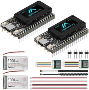 2 Set ESP32 LoRa V4 Development Board + L76K GNSS Module + 3000mAh Battery, Upgraded ESP32-S3 WiFi BLE 16MB Flash 28dBm High Power SX1262 LoRa Module for Meshtastic MeshCore LoRaWAN