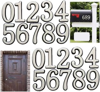 Mailbox Numbers for Outside, MONNCHA House Numbers for Mailbox 3D Self Adhesive mailbox Numbers 2 Inch Door Address Numbers Stickers for Mailbox, Apartment, House, Trash Bins - Silver