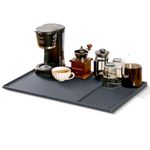 Large Silicone Mat Under Coffee Machines 40.5x61cm with Raised Edges Stackable 19x40cm, Multi-Functional Base Mat, Nonstick Heat Resistant Coffee Bar Mat for Countertop, Dish Drying Mat(Grey)