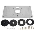 Router Table Insert Plate 235mm x 120mm x 8mm Aluminum Alloy Woodworking Table with Insertion Rings Fixing Screws