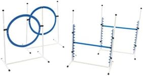 Better Sporting Dogs 4 Pack Adjustable Dog Agility Jumps w/Safety-Focused Features | 2 Bar Jumps with Cup Strips | 2 Breakaway Tire Jumps