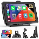 Wireless Carplay Android Auto Car Play Screen, Portable 7”HD Touch Screen Car Radio Bluetooth Car Stereo Car Screen with Map Navigation Airplay Mirror Link, Voice Assistant, FM/AUX for Most Vehicles